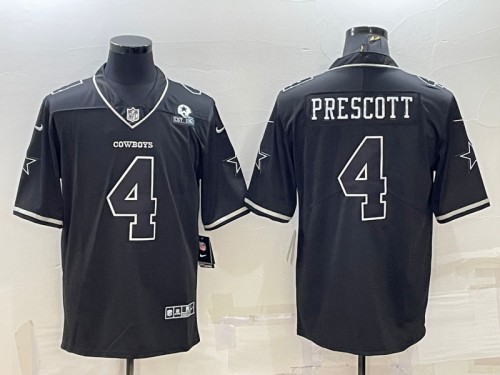 Men's Dallas Cowboys #4 Dak Prescott Black With 1960 Patch Limited Stitched Football Jersey